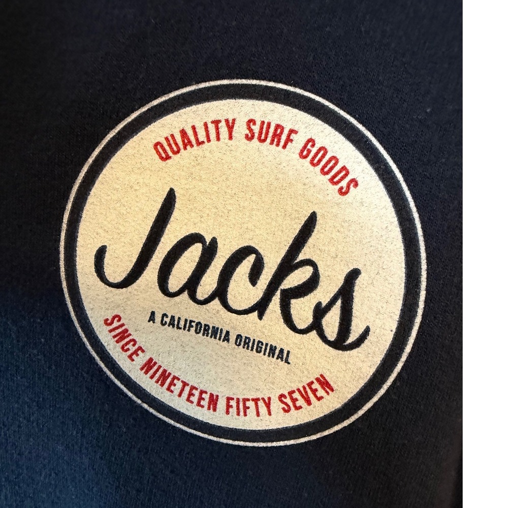Jacks Surfboards Mens Full Zip Hoodie Navy Blue Logo Graphic Sweatshirt Small - Picture 4 of 8